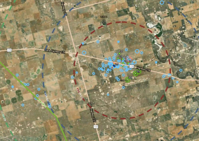 Seismicity activity north of Stanton, TX